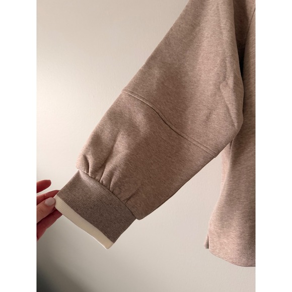 T by Talbots Plus Size 2X Taupe Quarter Zip Pullover Sweatshirt - Picture 2 of 6